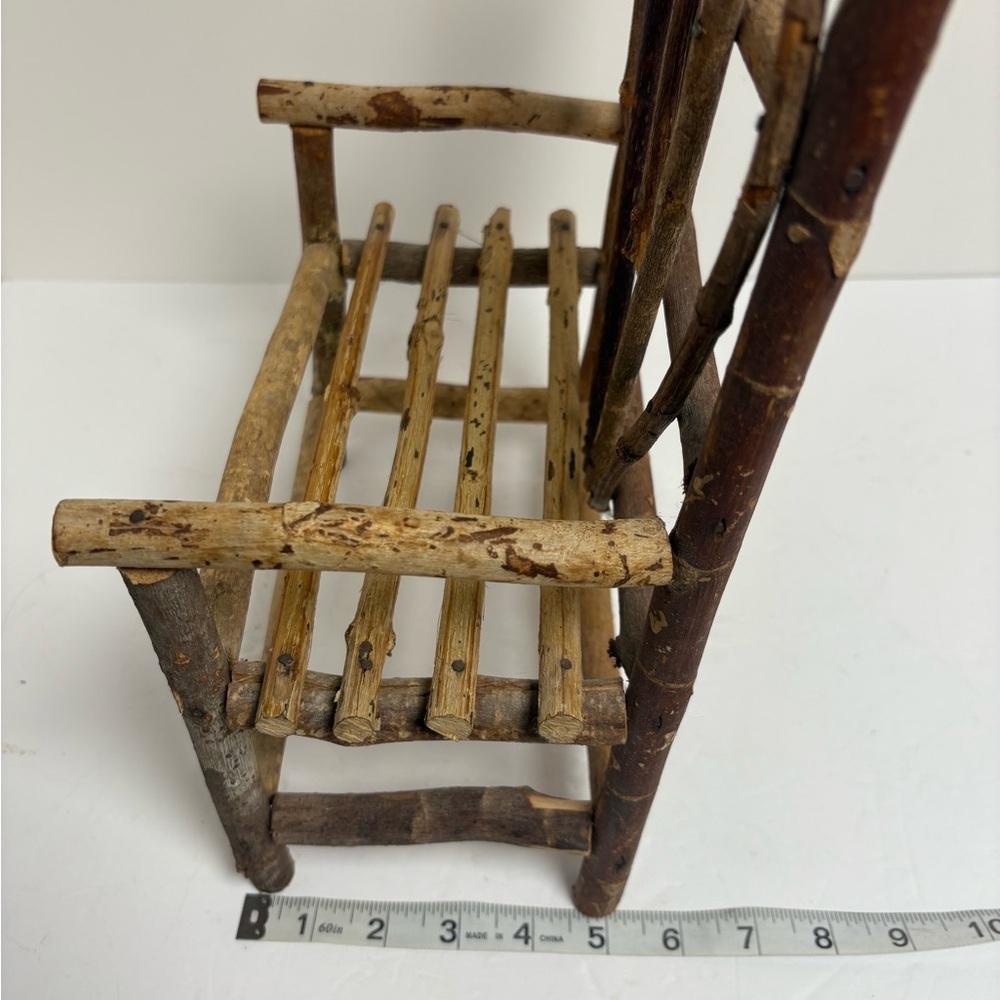 Rustic Heart-Back Wooden Plant Holder Chair - Picture 7 of 9